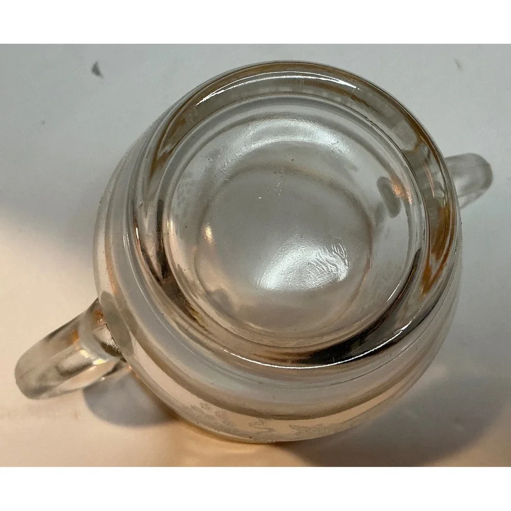 Bartlett Collins Vintage 4pc Table Set Sugar Creamer Salt Pepper Gold Trim Glass